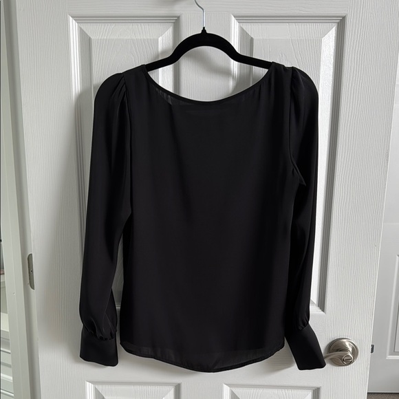 Express Black Long Sleeve Blouse with Rounded Neckline - Picture 4 of 5